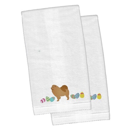 Carolines Treasures Chow Chow Easter White Embroidered Plush Hand Towel CK1626KTEMB